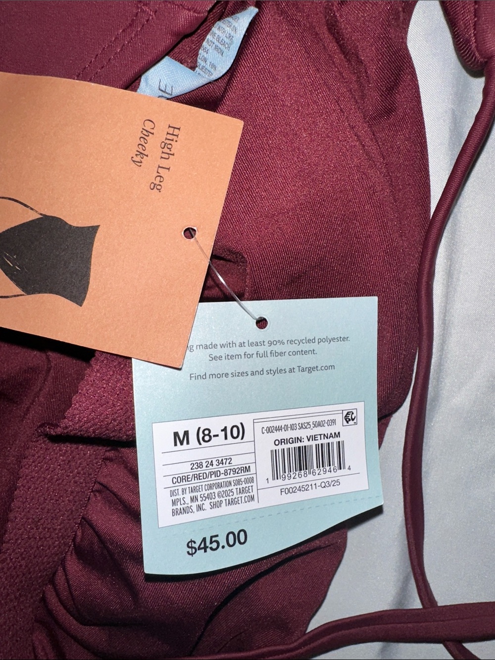 Shade & Shore Burgundy Midi Slip Dress with Spaghetti Straps - Picture 2 of 3